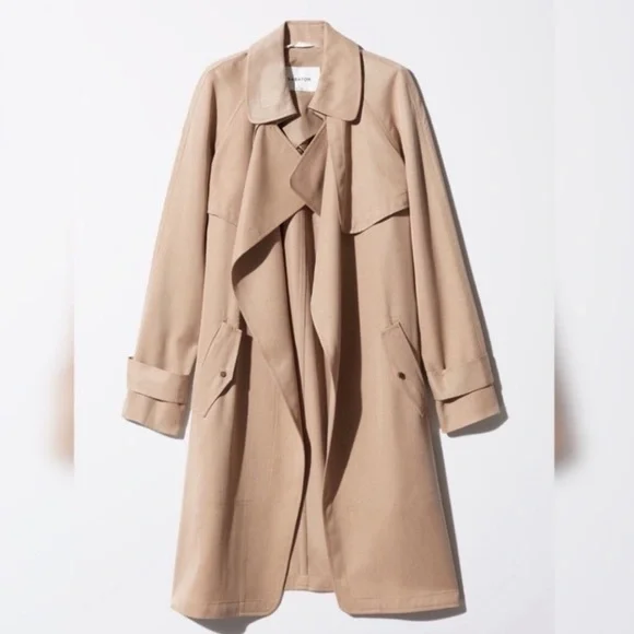 Aritzia Babaton Lawson Beige Tan Trench Coat Sz M 100% Lyocell - Picture 14 of 15